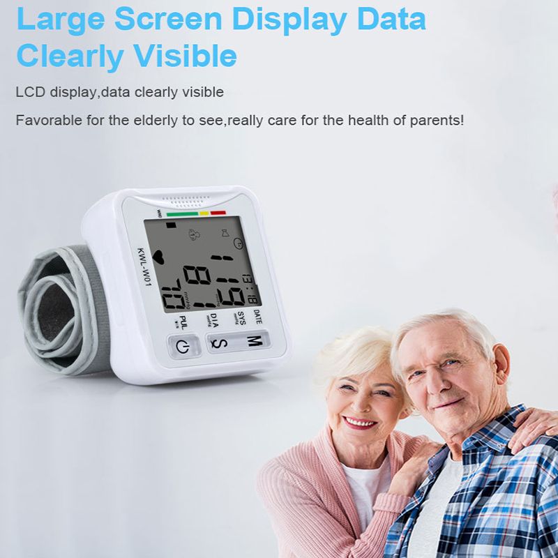 Automatic Digital LCD Wrist Blood Pressure Monitor BP Machine Sphygmomanometer Heart Rate Detection Backlit Screen
