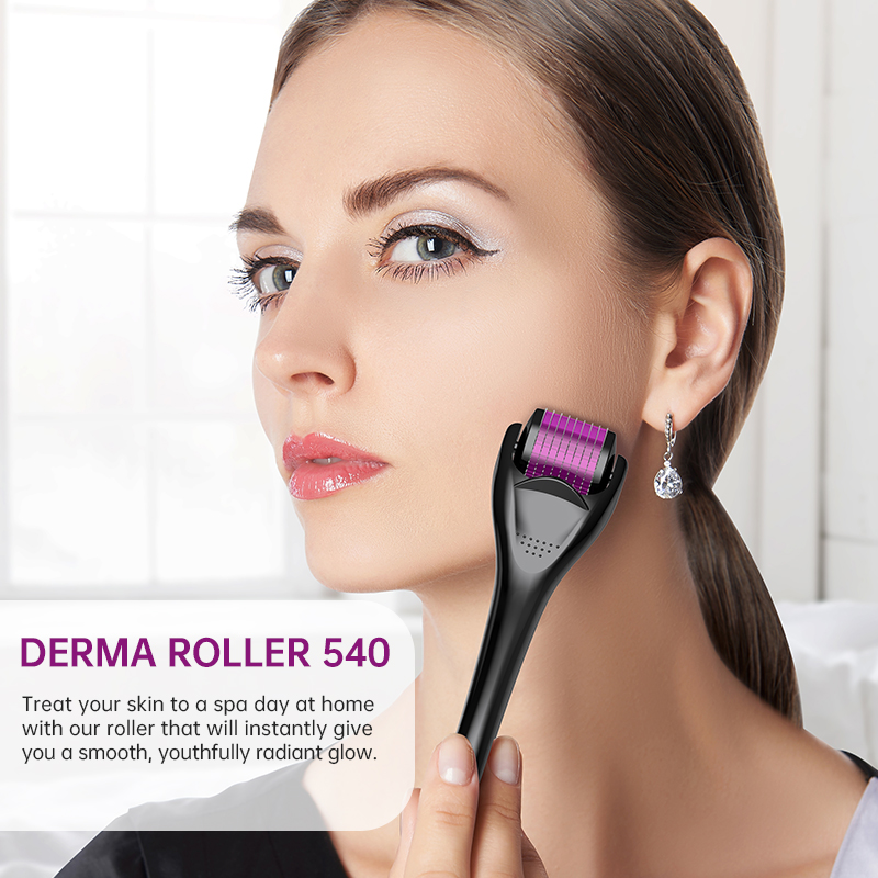 (0.25mm) Derma Roller System Titanium 540 Needles Micro Needling Derma Skin Roller with Storage Case Fit for Hair Beard Regeneration Skin Rejuvenation Anti Ageing Scar Acne Marks Cellulite Treatment Beauty Care