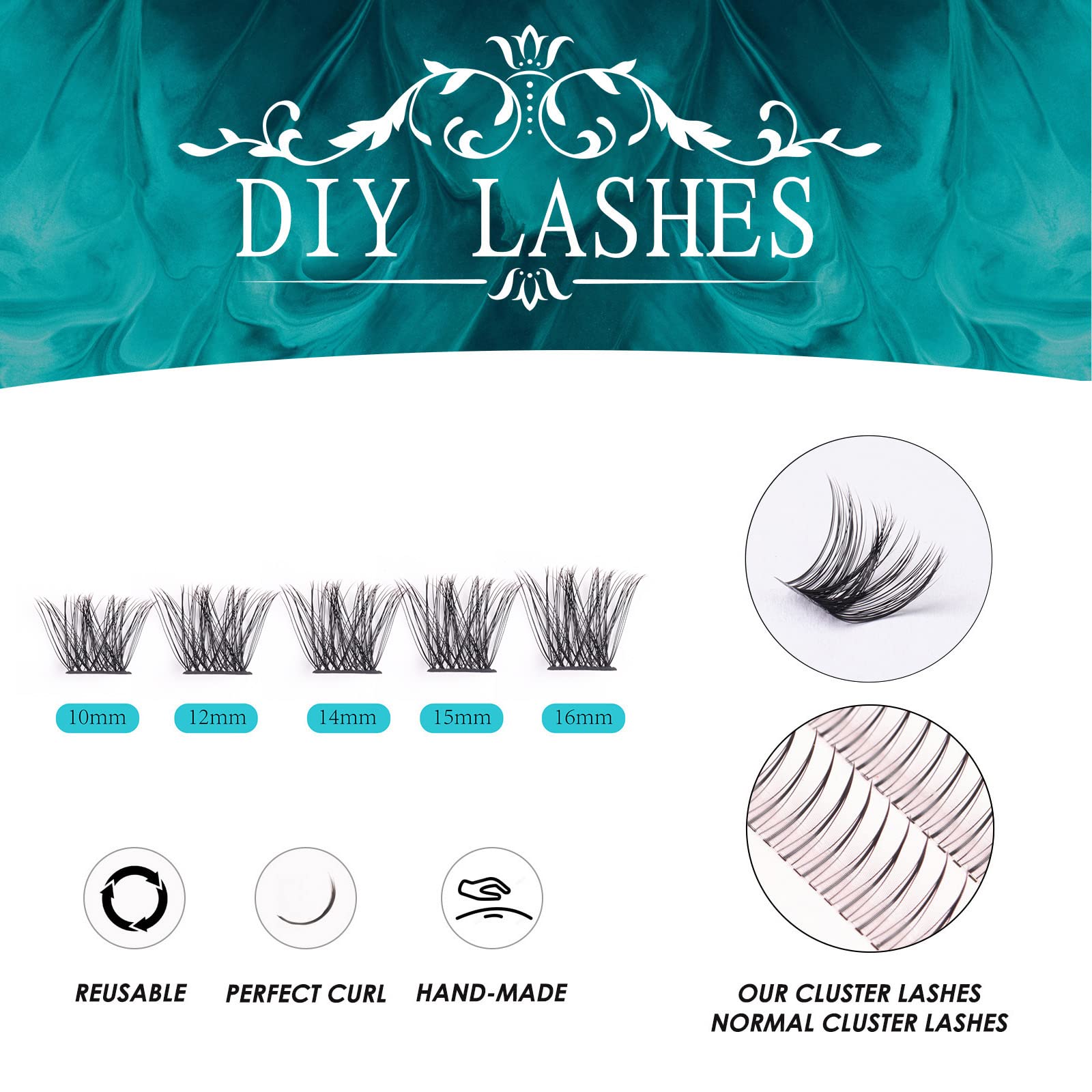 (90 Clusters) Individual Eyelashes Cluster Lashes DIY False Lashes 3D Fake Eyelash Extension Kit Reusable Precut Segmented Cluster Soft Natural C CC D Curl with Eyelash Glue and Tweezers Home Use