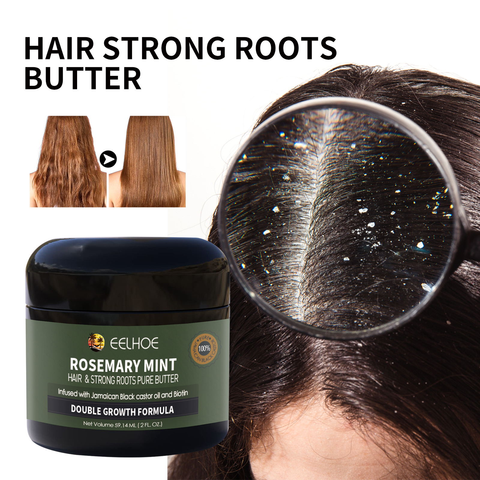 Hair Care Cream Rosemary Mint Hair Cream Anti Hair Loss Restore Soft Smooth Repair Dry Hair Damaged Frizzy Nourishing Conditioning