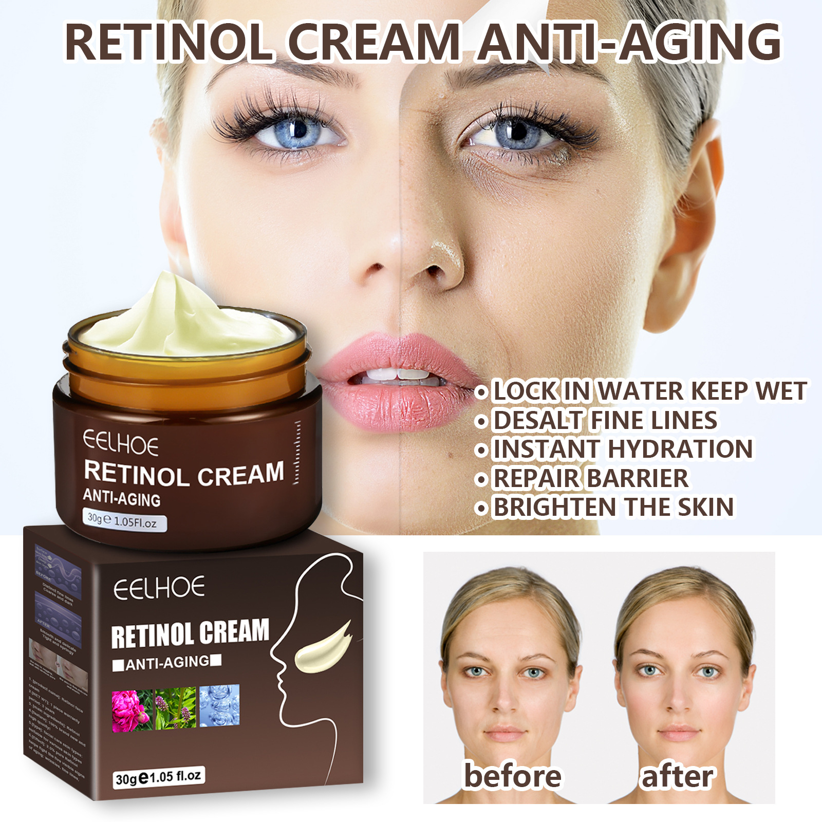 Retinol Anti-aging Cream Night Cream Remove Wrinkle Firming Lift Brighten Skin Colour Fade Fine Lines Moisturizing Skin Care