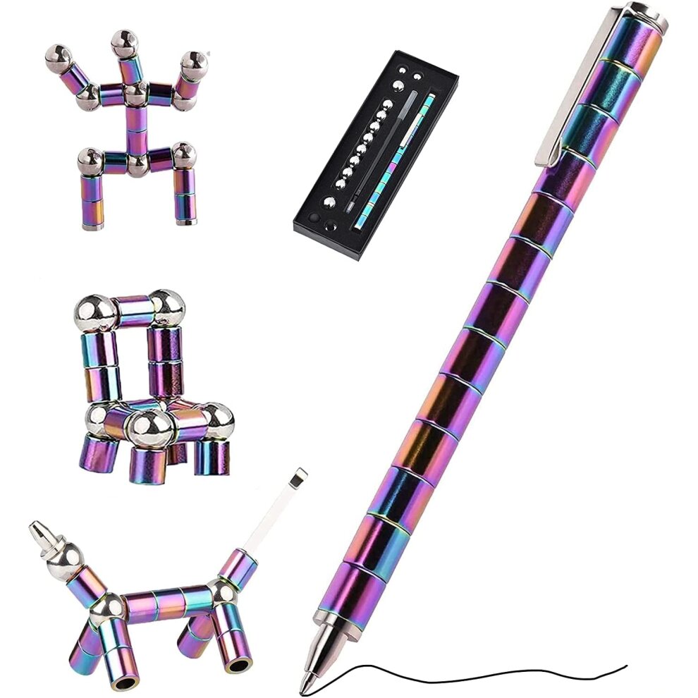 Magnetic Pen Magnetic Fidget Pen Decompression Metal Pen Multifunction Writing Magnet Ballpoint Pen for Anxiety Stress Reducing