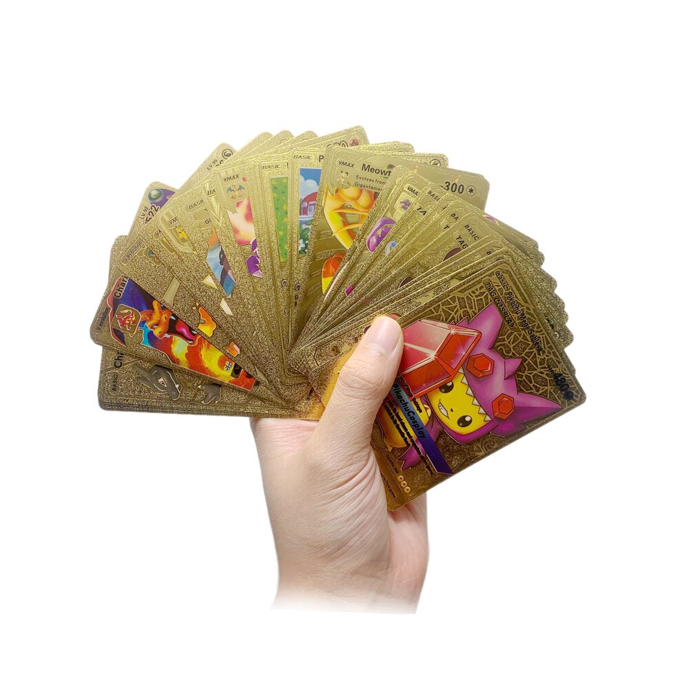 Pokemon Gold Cards Foil Gold Playing Card Vmax Gx Series 55PCS Cards 5pcs Set