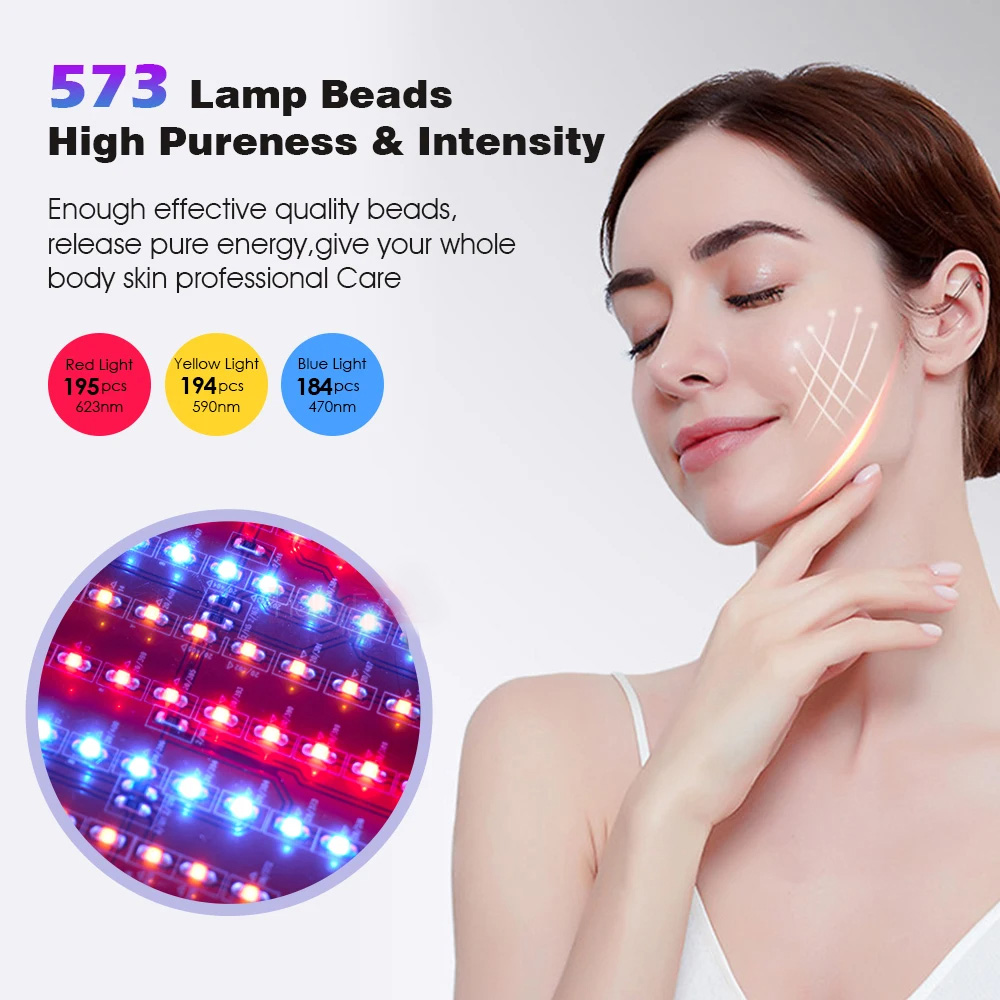 LED Beauty Mask 573 Lamp Beads LED Photon Beauty Device Foldable Face Body PDT Machine EMS Facial Mask Photon Light Therapy Lamp