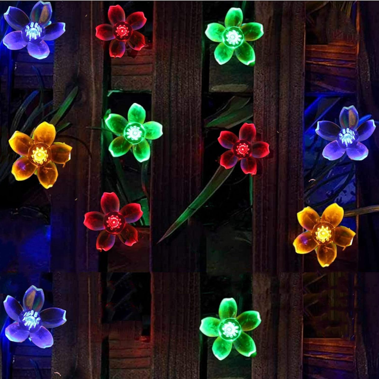 50 LED Blossom Solar String Lights Garden Flower  Fairy Lights Multi Colour