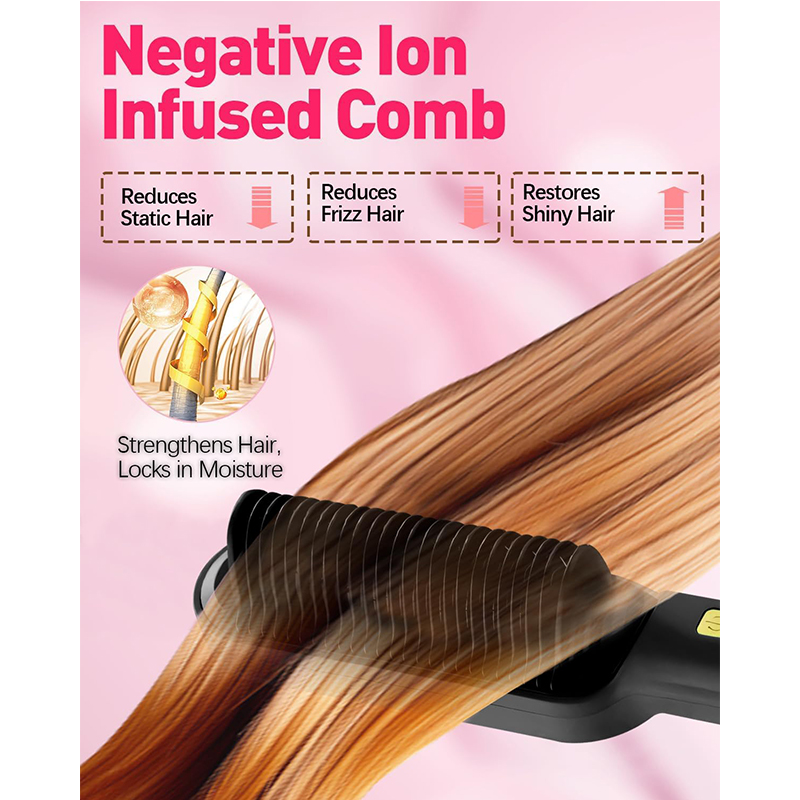 Hair Straightener Brush LED Display Hair Straightening Iron for Women