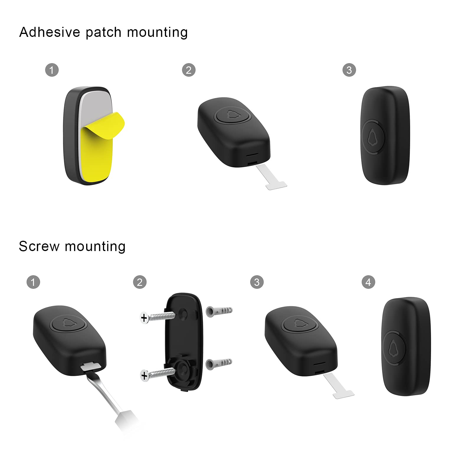 (Black) SECRUI Wireless Doorbell Plug in Waterproof Battery Operated Cordless Doorbell Operating at 1000 Feet Long Range with 58 Chimes 5 Volume Levels LED Light Easy Install for Home School Office