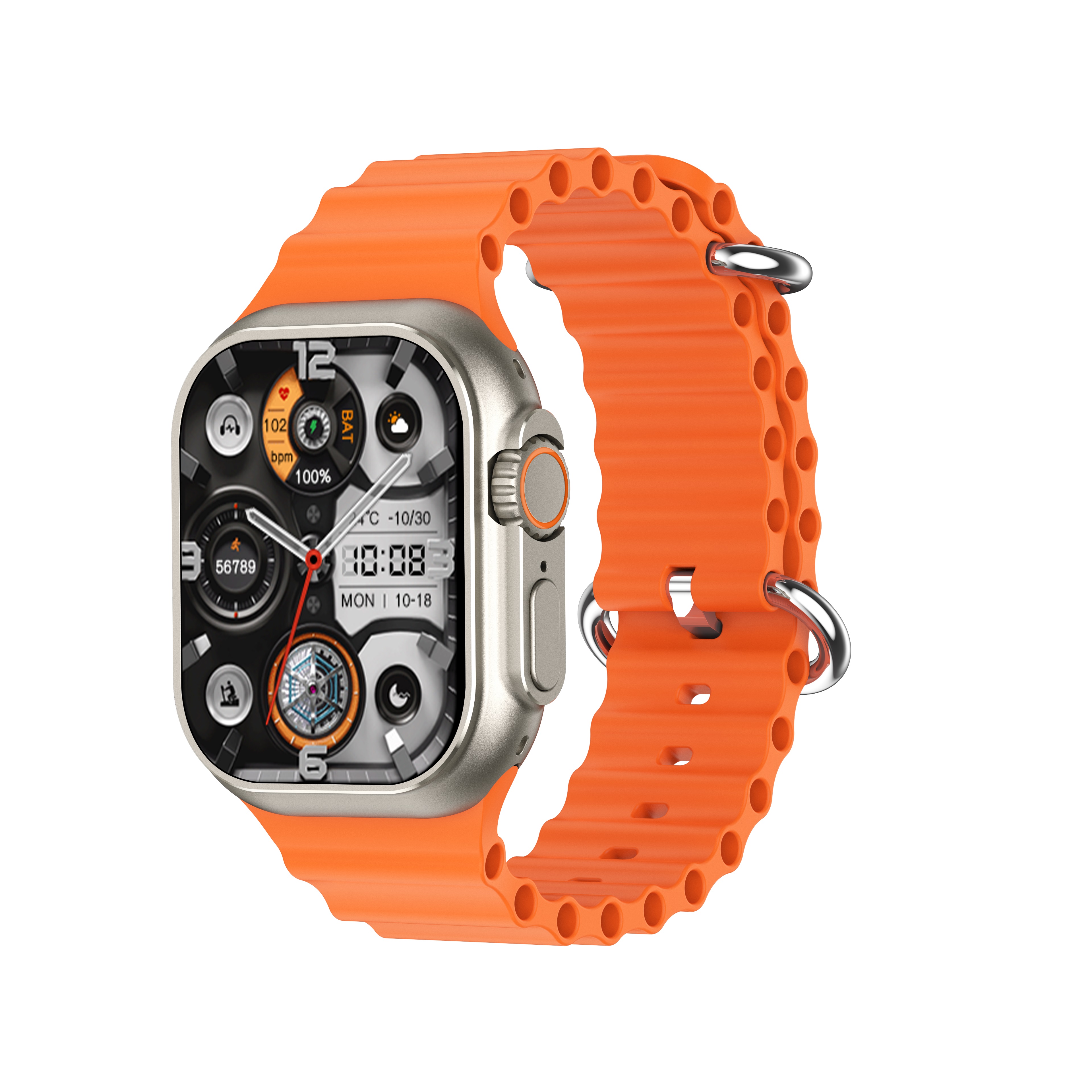 (Orange) Smart Watch For Men Women Heart Rate Blood Pressure Bluetooth Fitness Tracker SmartWatch for Android IOS