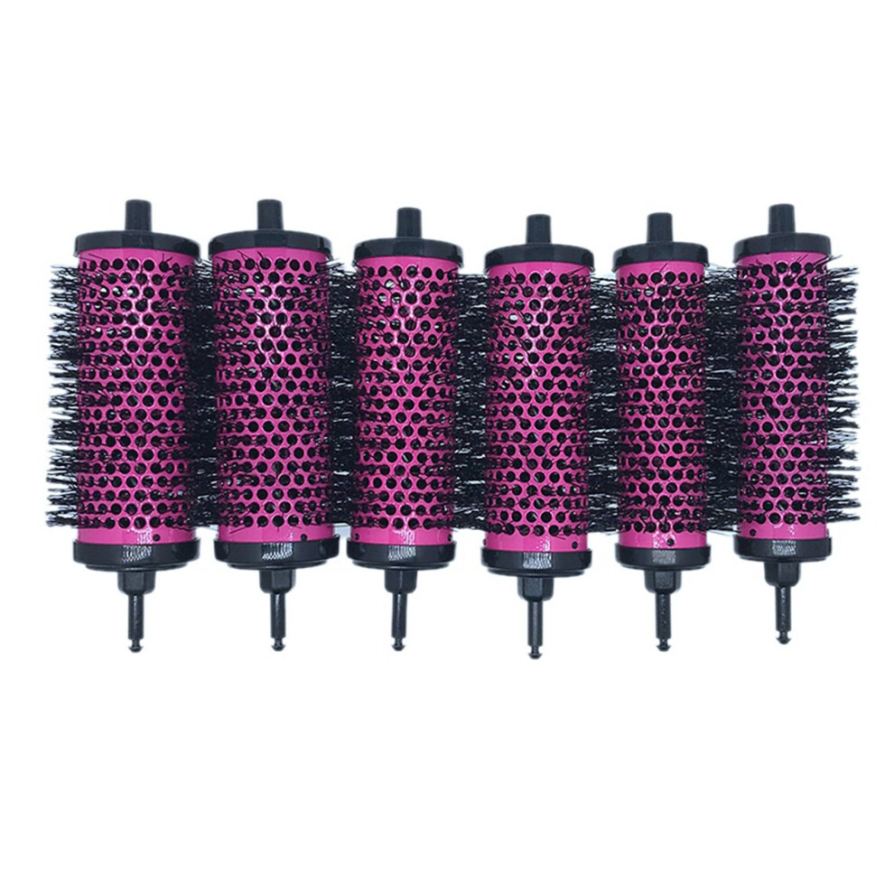 (1 PC Kit) 6pcs Set 3 Sizes Detachable Handle Hair Roller Brush with Positioning Clips Aluminum Ceramic Barrel Curler Comb Hairdresser