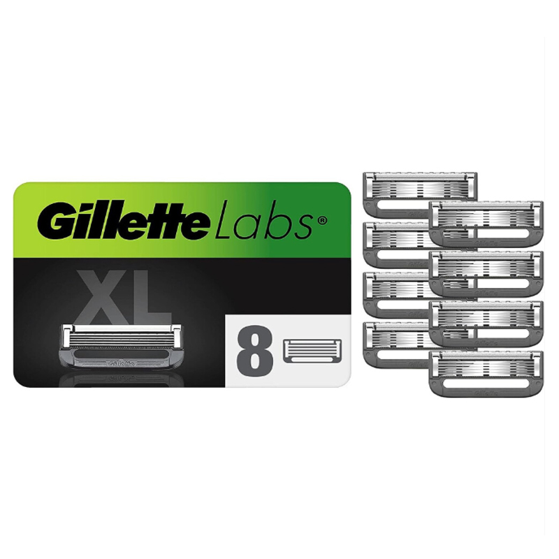 Gillette Labs with Exfoliating Bar and Heated Razor Blades, 8 Refills