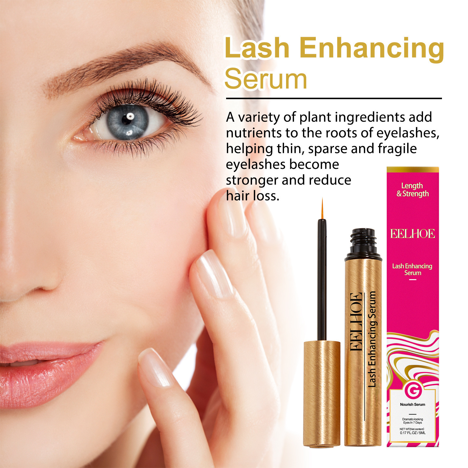 Eyelash Growth Liquid Longer Fuller Essence Eye Black Thickens Eyelashes Strengthen Natural Eyelashes Extend Eyebrow Growth Serum Beauty Care 5ml