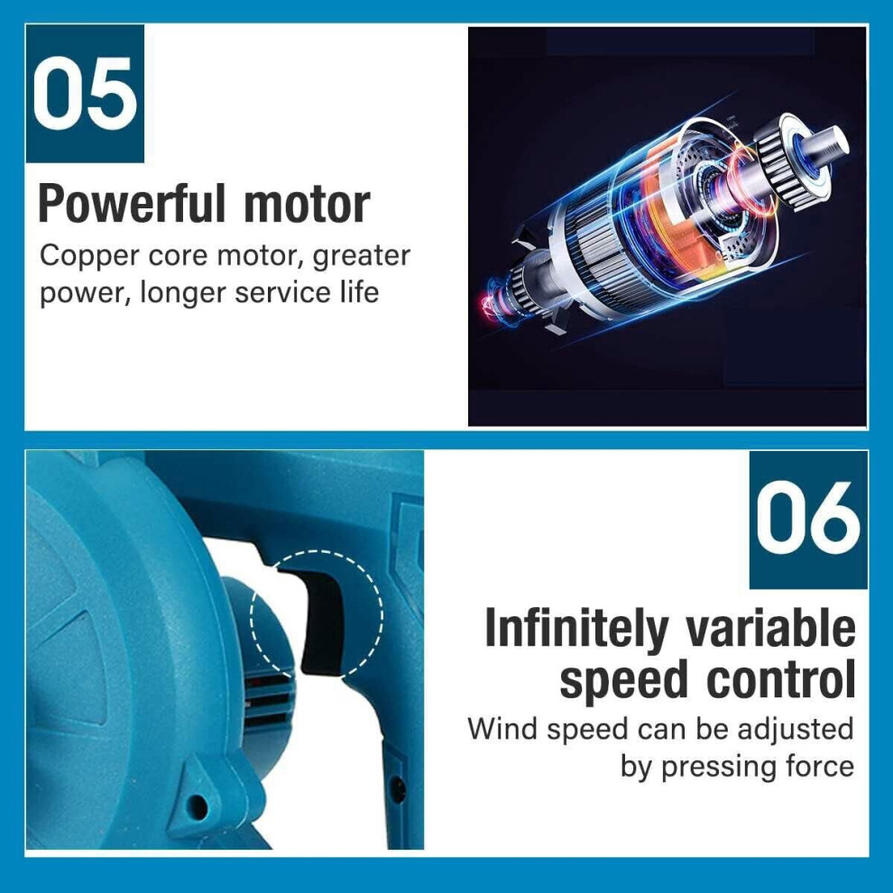 2IN1 Cordless Air Leaf Blower Vacuum+2x Battery 5.5A-Makita Compatible