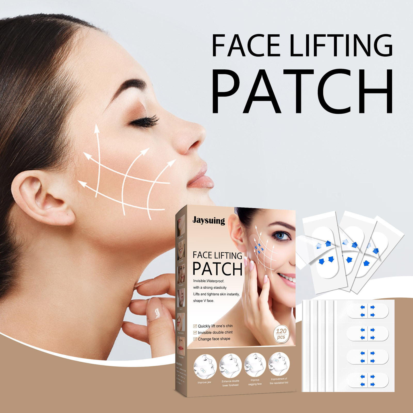 120pcs Invisible Face Stickers Transparent Thin Face Patche Double Chin Lift Tools V Shape Face Wrinkle Sagging Skin Tape Facelifting Patch Gifts
