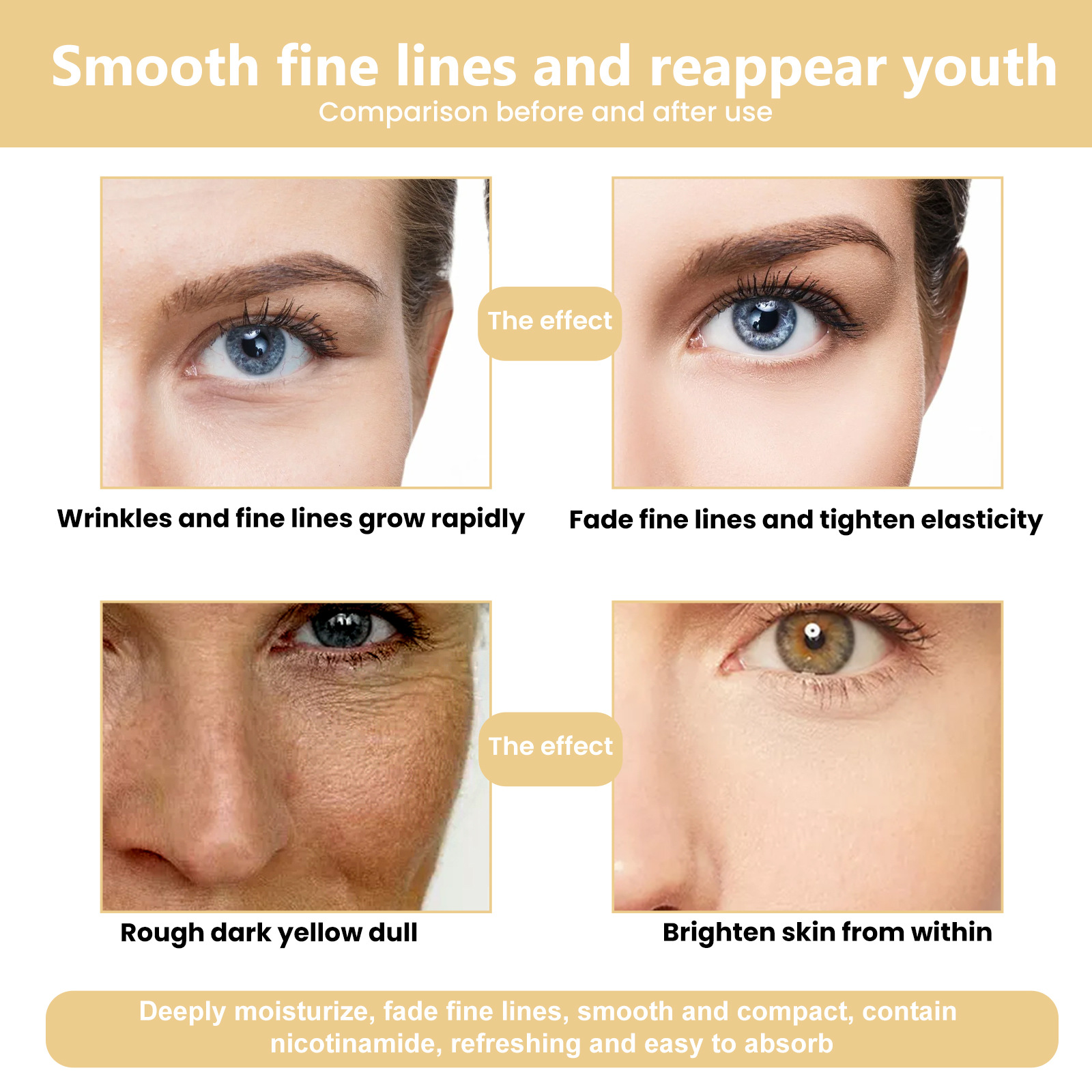 Nicotinamide Facial Firming Serum Lift Wrinkle Removal Fine Lines Rejuvenation Shrink Pores Skin Hydrating Face Nourish Moisturizing Brightening Essence