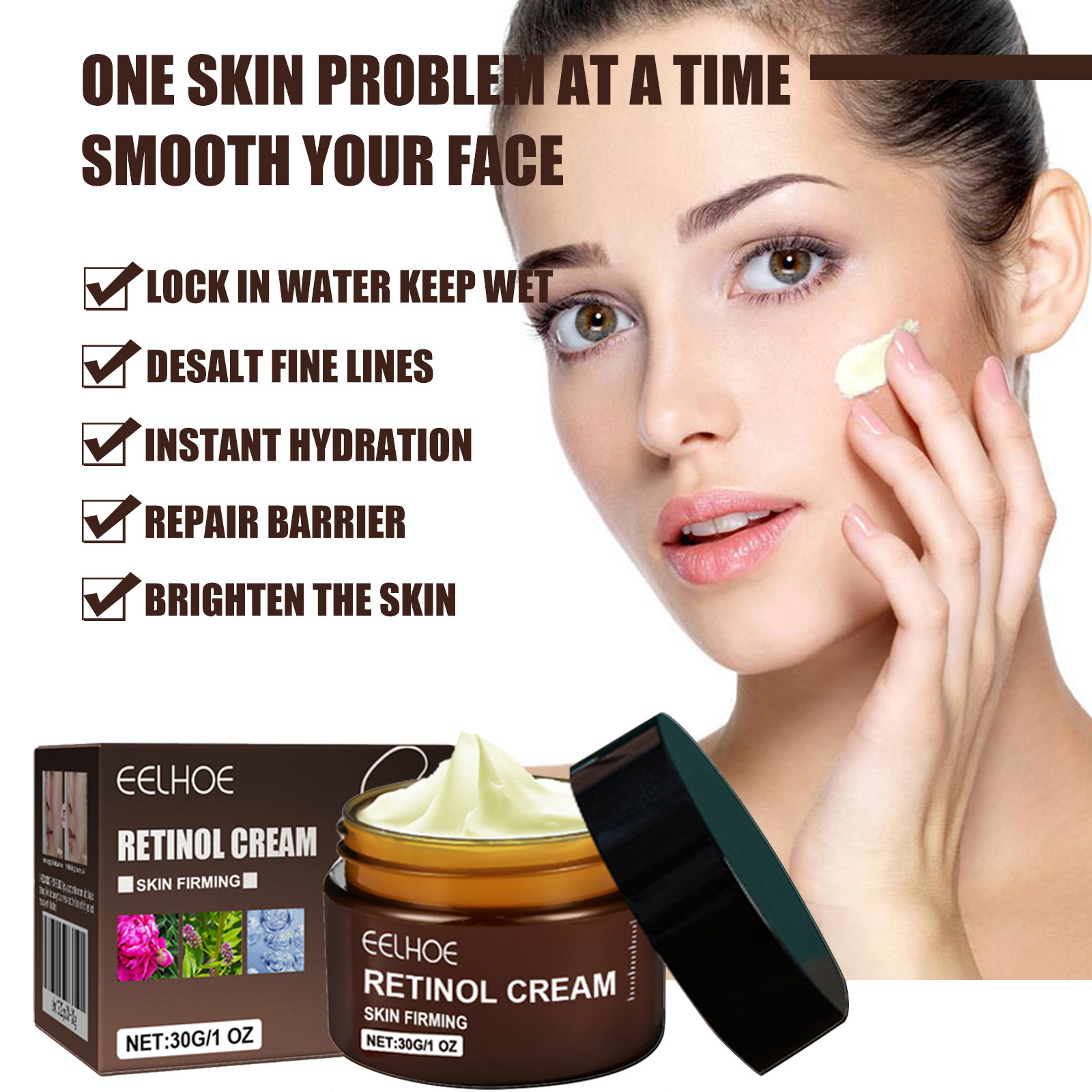 (1 PC) Retinol Face Cream Moisturizing Firming Lifting Anti Aging Fade Fine Lines Brightening Facial Skin Cream Skin Care Korean Cosmetics