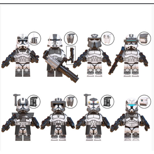 8pcs Star Wars Clone Trooper Cody Rex Commander fit Lego Minifigures
