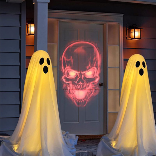 Lighted Spooky Ghost Halloween Decorations Scary Standing Ghost with LED String Lights Home Porch Garden Yard Lawn Party Horror Decor