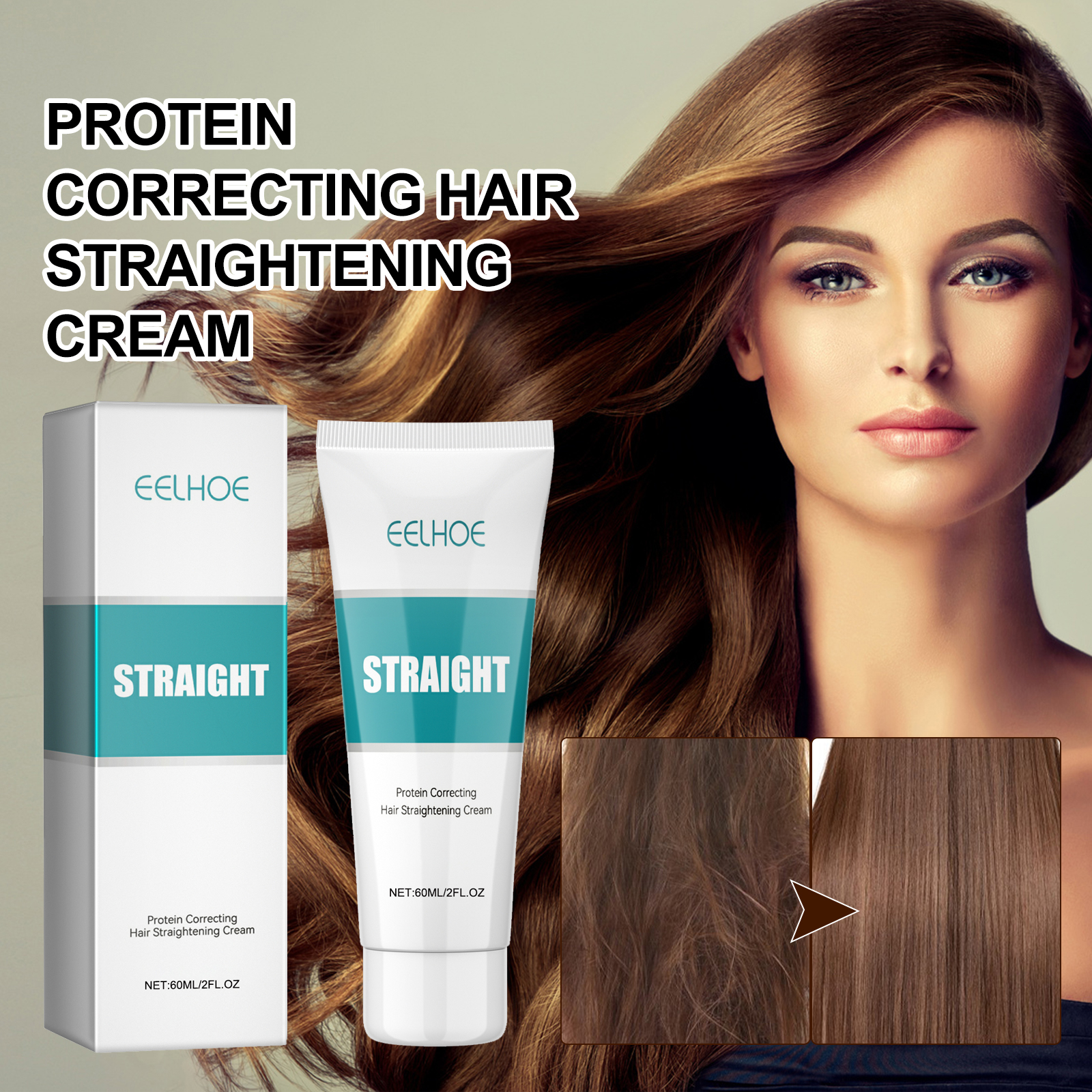 Keratin Protein Correcting 60ml Hair Straightening Cream Replenish Hair Nutrition and Moisture Does Not Hurt Hair Easily Soften ﻿