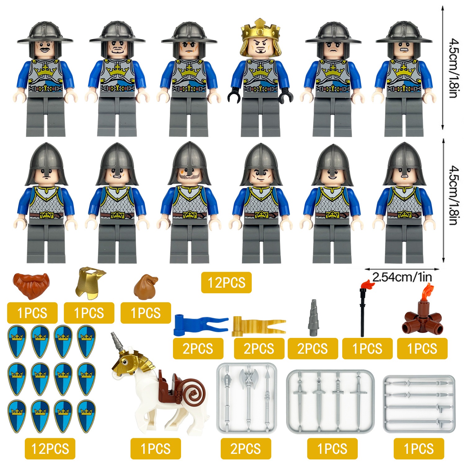 Golden Crown Blue Lion Army Special Forces Minifigure Custom Minifigure Toy Soldiers Army Toys Set for Strategy Games and Collecting
