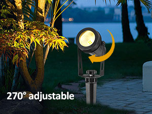 (2 PCS)  Garden Spotlights Mains Extendable Outdoor Spike Lights 12V LED Pathway Lighting IP65 Waterproof Electric Garden Uplighter for Path Yard Patio Warm White