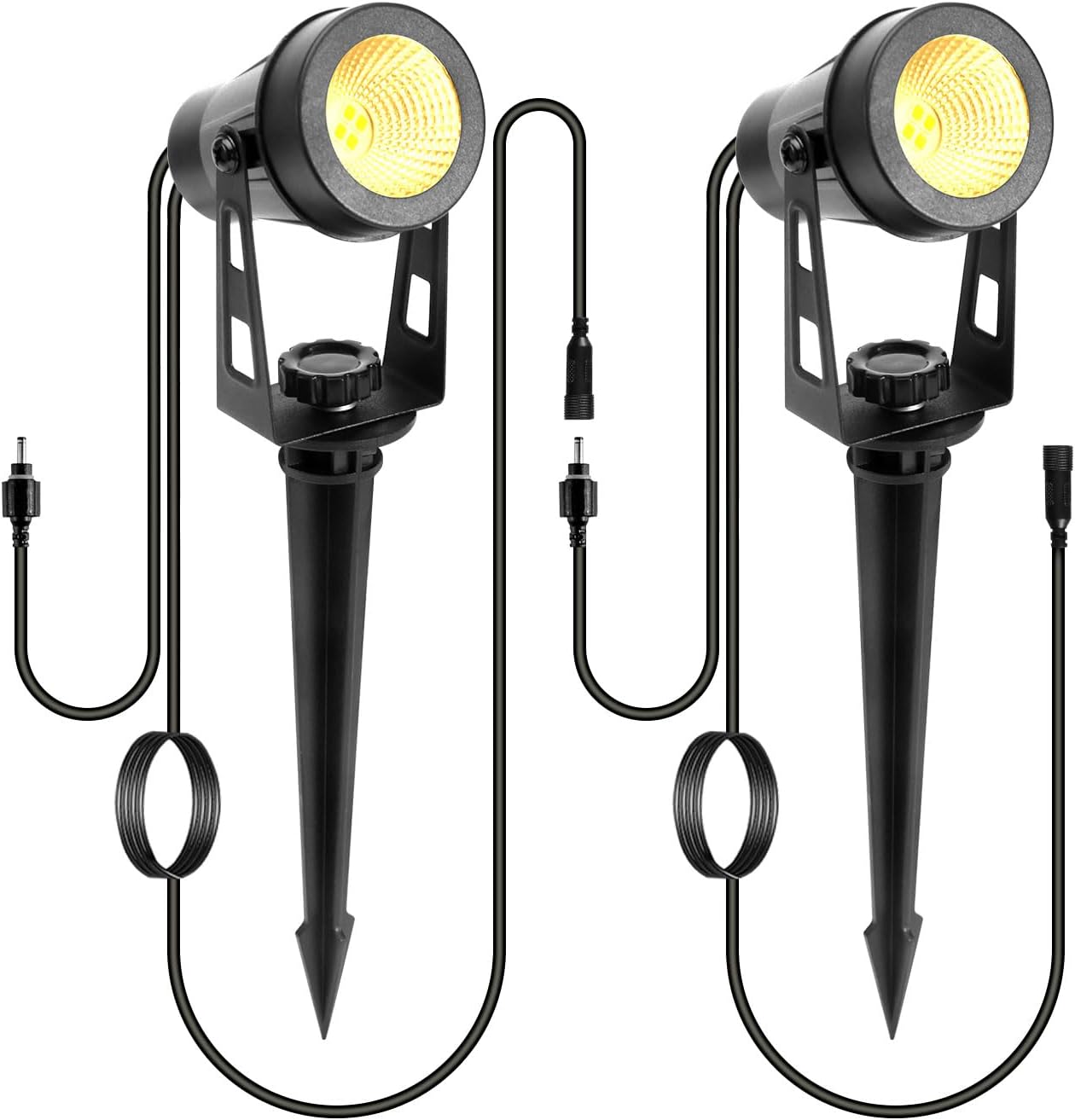  Garden Spotlights Mains Extendable Outdoor Spike Lights 12V LED Pathway Lighting IP65 Waterproof Electric Garden Uplighter for Path Yard Patio Warm White