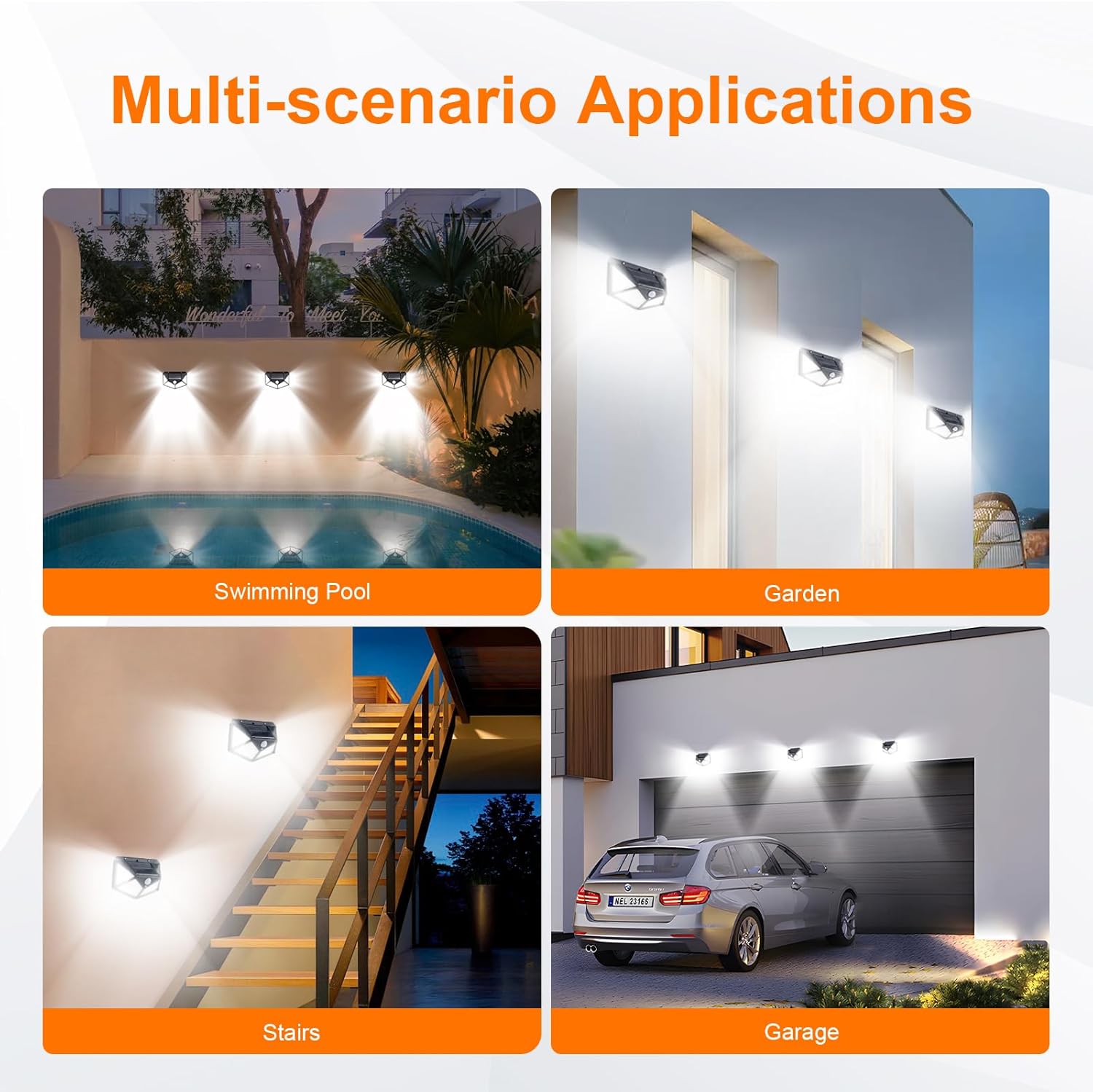 Solar Security Lights for Outdoor Garden with Motion Sensor Waterproof Solar Powered Wall Lights with 100 LEDs 3 Modes 270° Wide Angle IP65 800mAh Battery