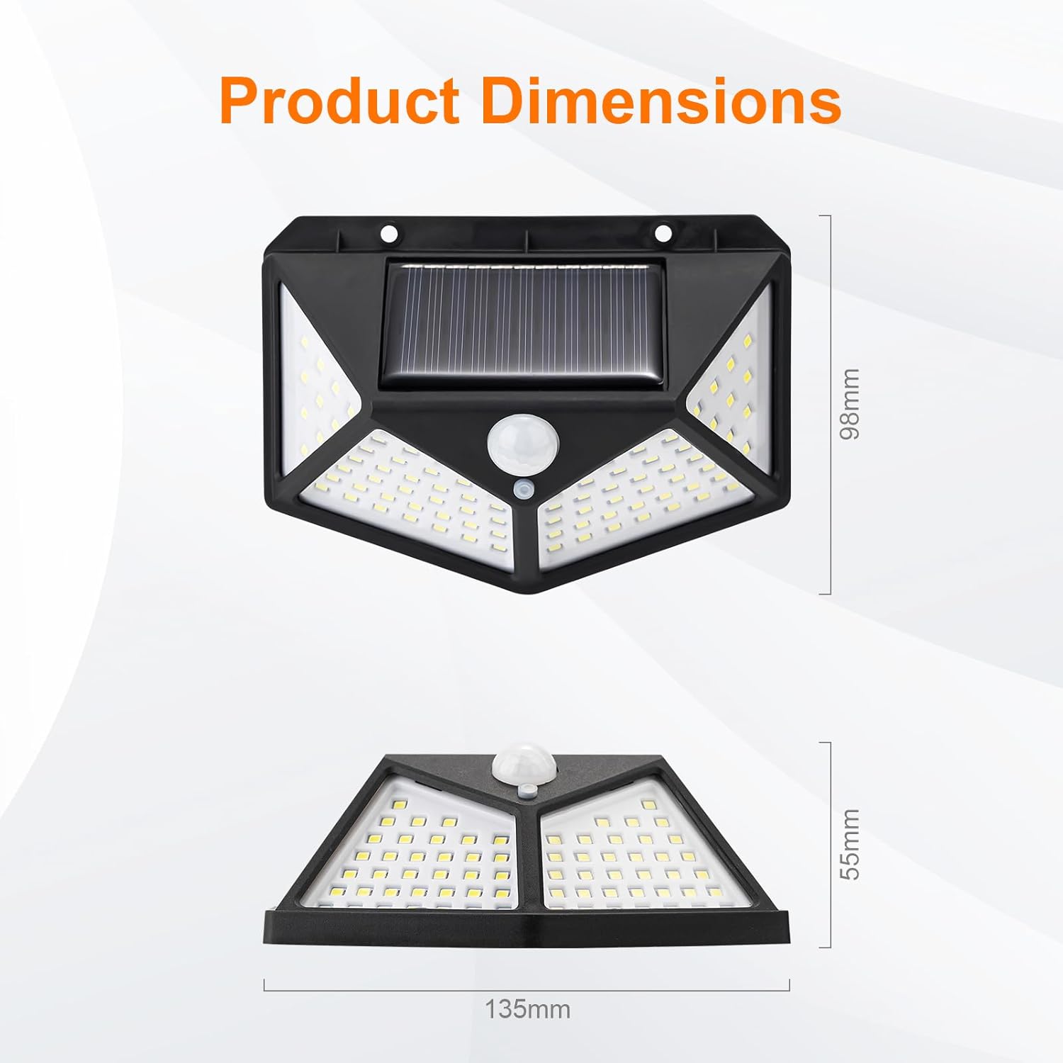 Solar Security Lights for Outdoor Garden with Motion Sensor Waterproof Solar Powered Wall Lights with 100 LEDs 3 Modes 270° Wide Angle IP65 800mAh Battery