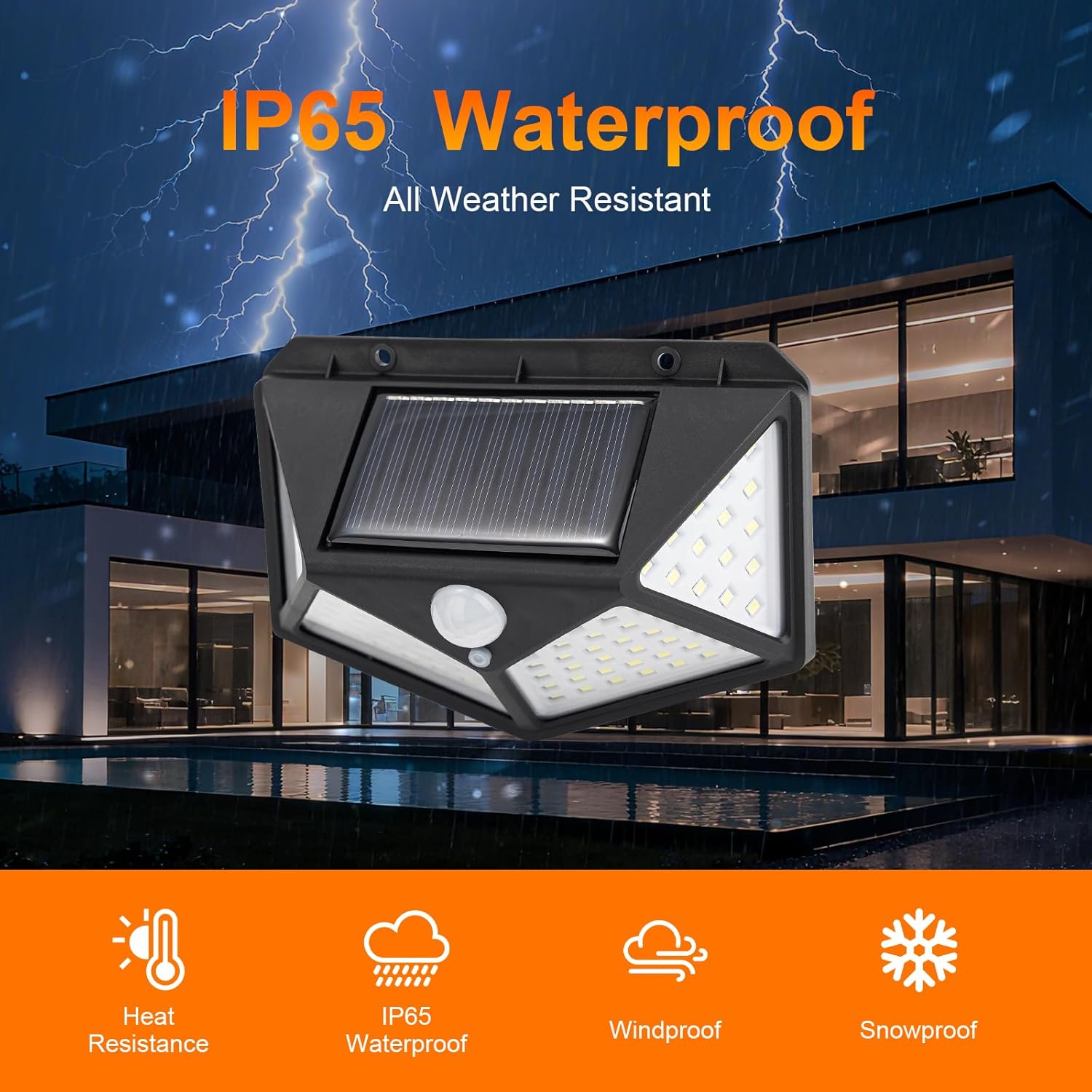 Solar Security Lights for Outdoor Garden with Motion Sensor Waterproof Solar Powered Wall Lights with 100 LEDs 3 Modes 270° Wide Angle IP65 800mAh Battery