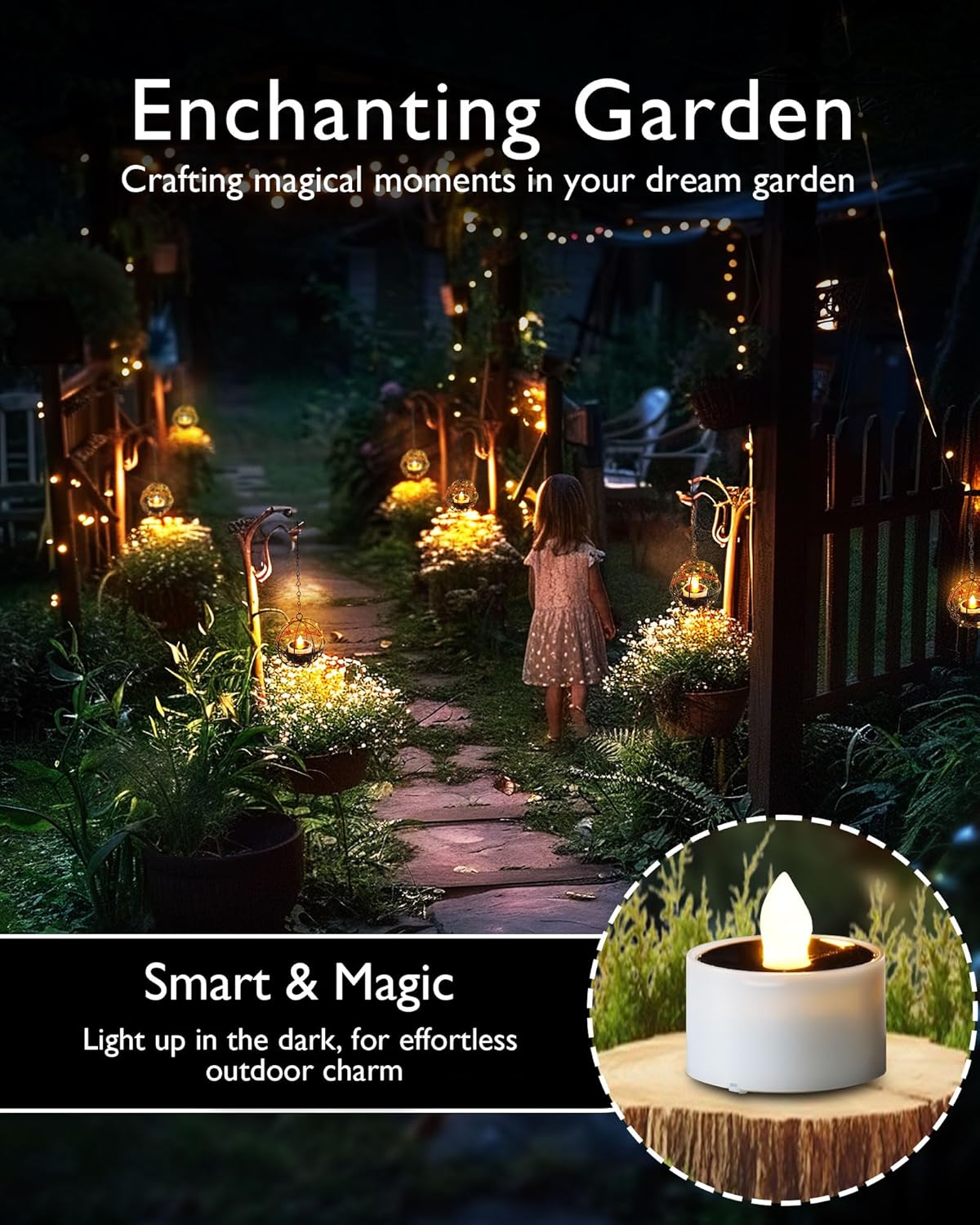 (Standard) Solar Tea Lights Outdoor Waterproof Dusk to Dawn Outdoor Lighting Reusable LED Tea Light Candles for Lantern Garden Camping and Home Decor Pack of 8