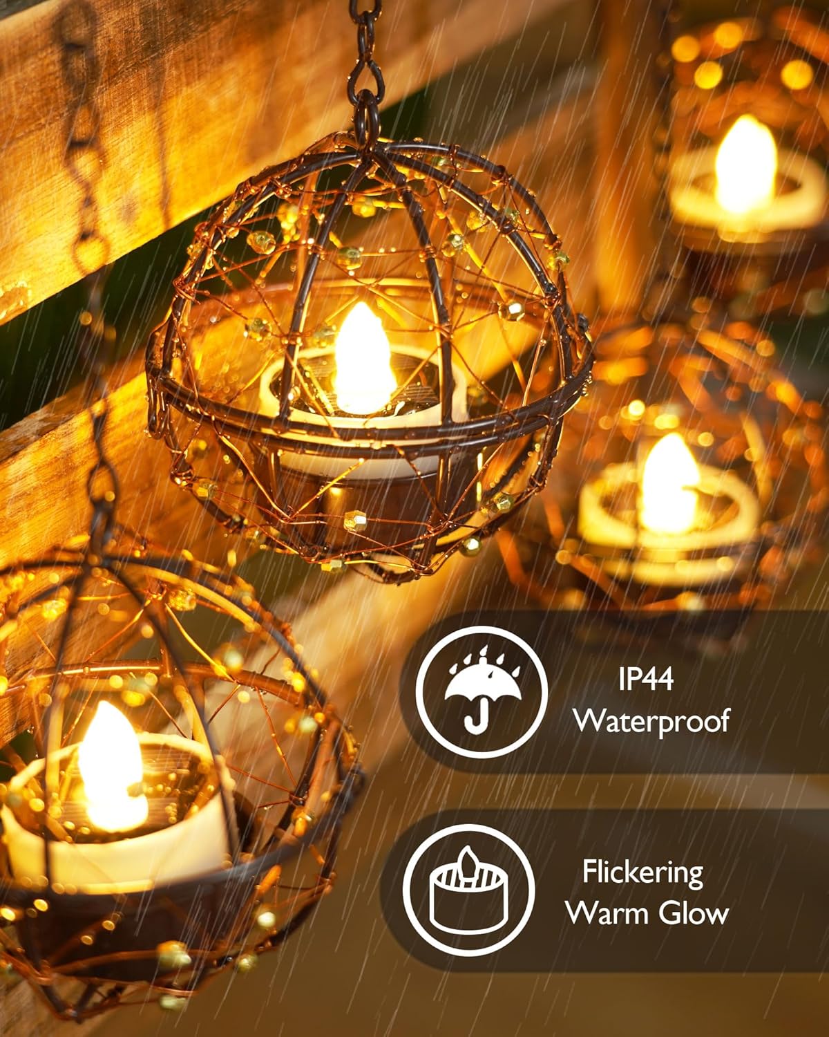 (Standard) Solar Tea Lights Outdoor Waterproof Dusk to Dawn Outdoor Lighting Reusable LED Tea Light Candles for Lantern Garden Camping and Home Decor Pack of 8