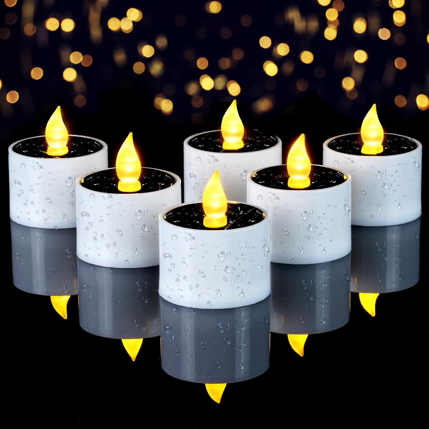 (Standard) Solar Tea Lights Outdoor Waterproof Dusk to Dawn Outdoor Lighting Reusable LED Tea Light Candles for Lantern Garden Camping and Home Decor Pack of 8