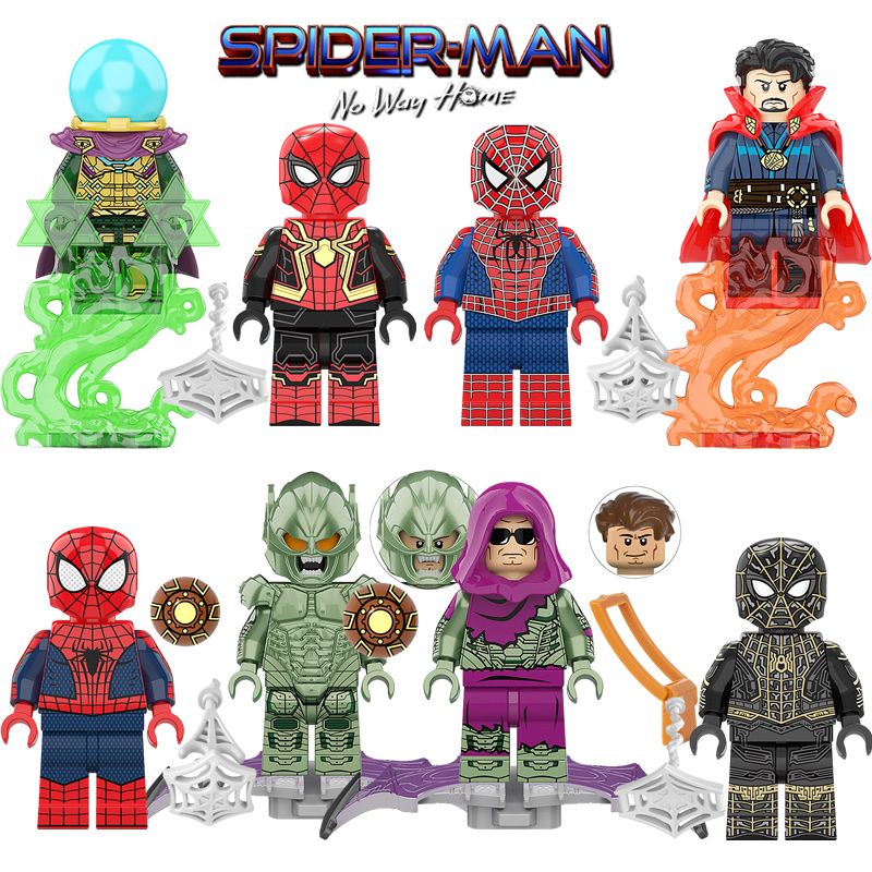 Spider Man Anime Mini Figure Green Goblin Mysterio Doctor Octopus Peripheral Plastic Assembling Building Blocks New Year Gifts Toys