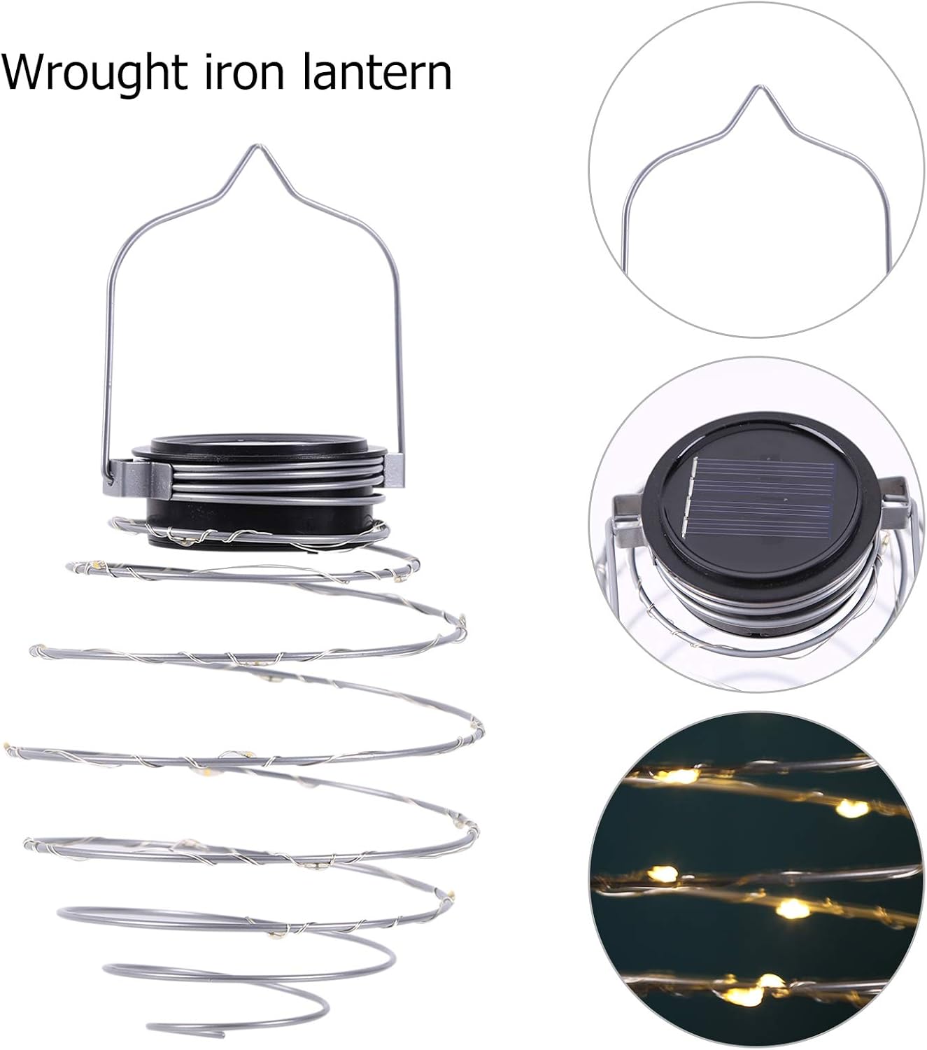  Solar LED Lanterns 4pcs Spiral Solar Garden Lights Waterproof Pendant Light for Outdoor Patio Porch