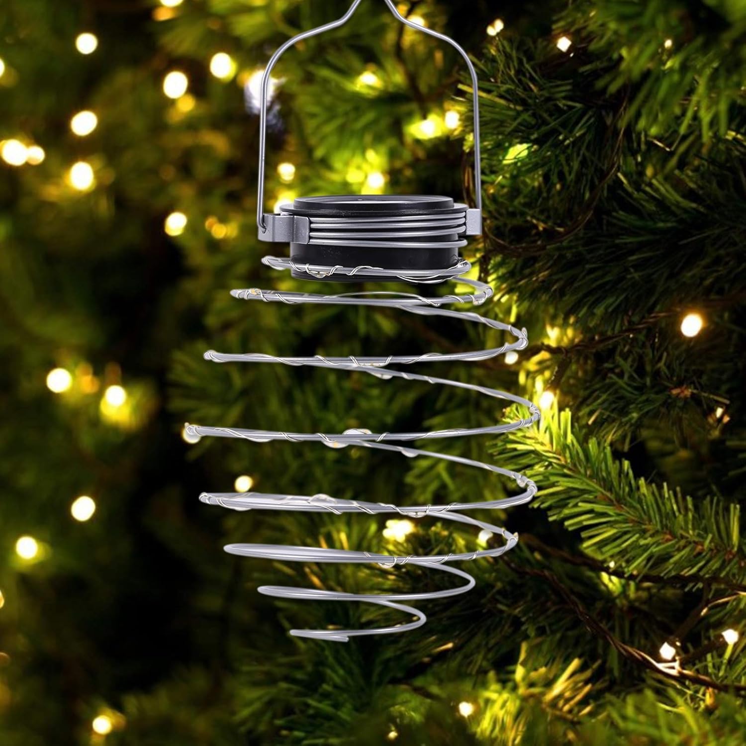  Solar LED Lanterns 4pcs Spiral Solar Garden Lights Waterproof Pendant Light for Outdoor Patio Porch