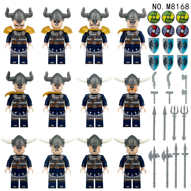 (Style A) Viking Mini Figures Children Assemble Small Particles of Building Blocks Toys Weapons Accessories Birthday Gifts for Soldiers