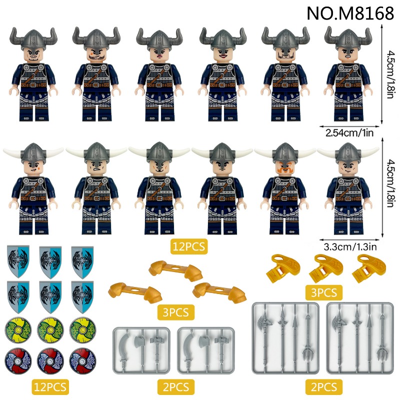(Style A) Viking Mini Figures Children Assemble Small Particles of Building Blocks Toys Weapons Accessories Birthday Gifts for Soldiers