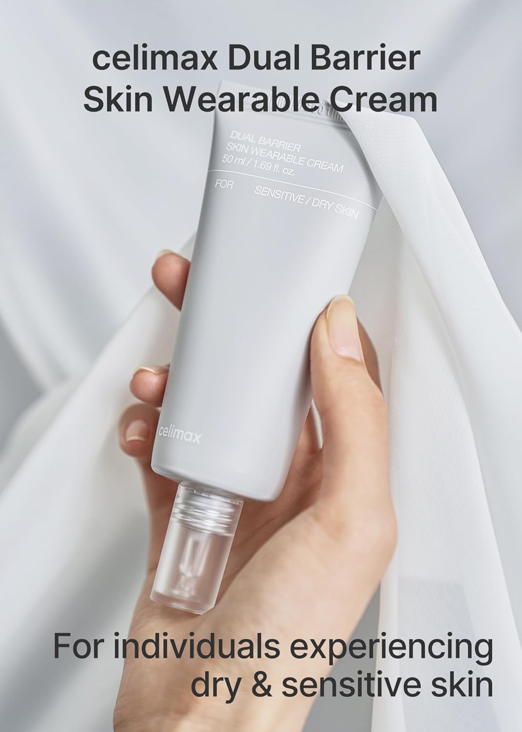 celimax Dual Barrier Skin Wearable Cream Long Lasting Cream Face Moisturizer with Ceramides Hyaluronic Acid Hydrating Soothing Repairing Day Night Cream 50ml