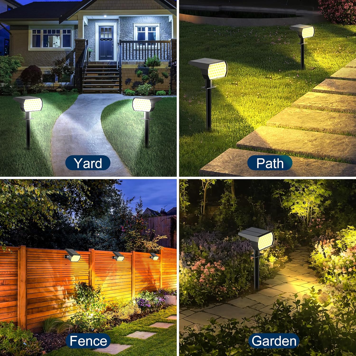 (2 PCS)   74 LED Solar Lawn Lights Outdoor with Light Senso 3 Color Temperature Lamp Decor for Garden Yard Solar Light