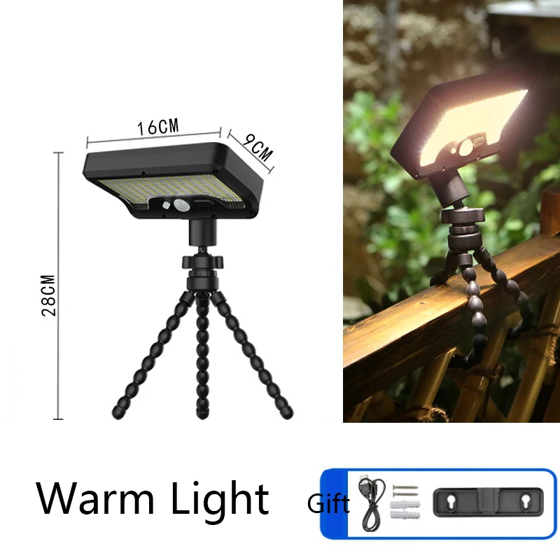 Solar Motion Sensor Light Octopus Tripod 3 Modes USB 92LED Solar Dual Charge IP65 Waterproof Adjustable for Garden Yard Pathway