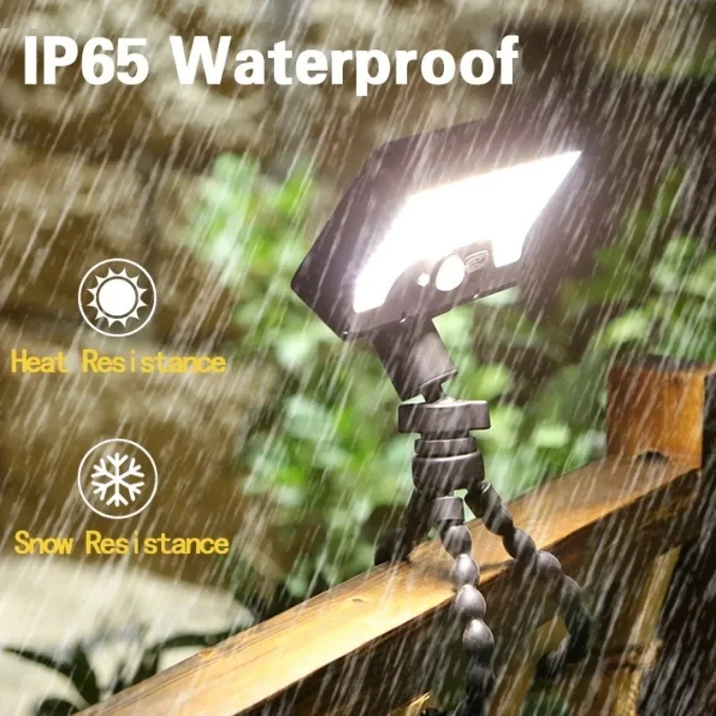 (Warm White) Solar Motion Sensor Light Octopus Tripod 3 Modes USB 92LED Solar Dual Charge IP65 Waterproof Adjustable for Garden Yard Pathway