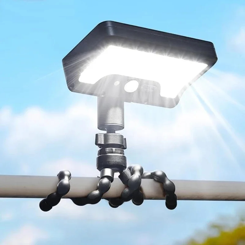 (Warm White) Solar Motion Sensor Light Octopus Tripod 3 Modes USB 92LED Solar Dual Charge IP65 Waterproof Adjustable for Garden Yard Pathway