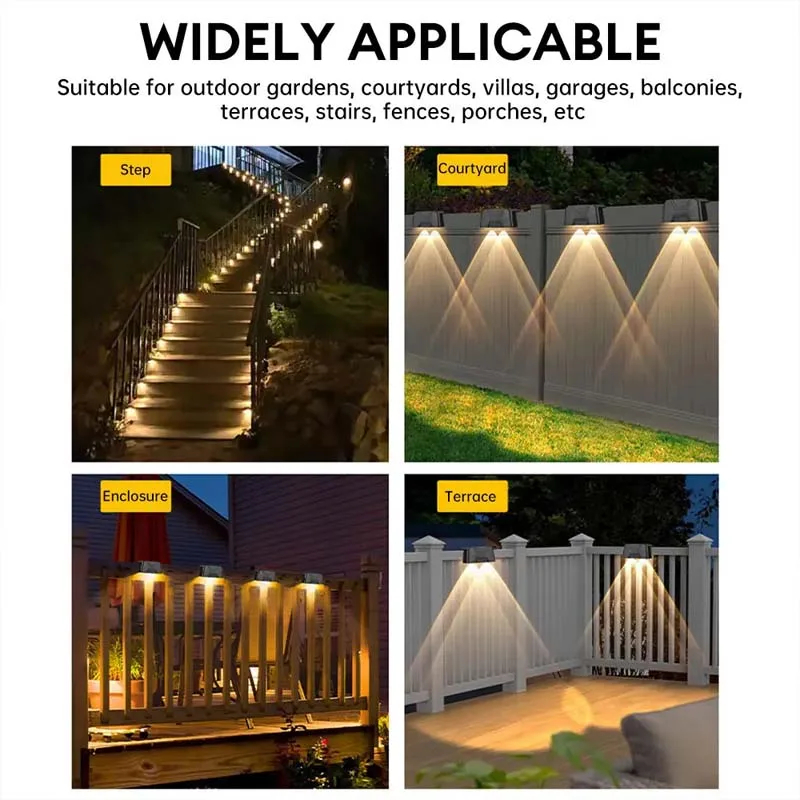 (Cool White) LED Solar Lights Outdoor IP65 Waterproof Decorative Lamp Wall Stairs Atmosphere Light for Fence Garden Decor