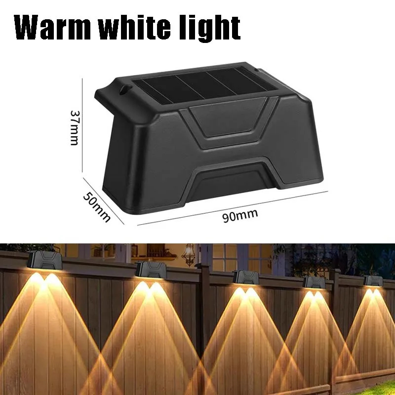 (Cool White) LED Solar Lights Outdoor IP65 Waterproof Decorative Lamp Wall Stairs Atmosphere Light for Fence Garden Decor