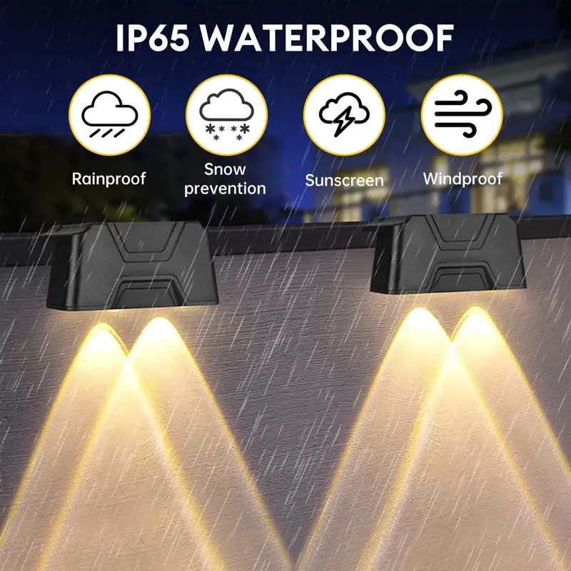 (Cool White) LED Solar Lights Outdoor IP65 Waterproof Decorative Lamp Wall Stairs Atmosphere Light for Fence Garden Decor