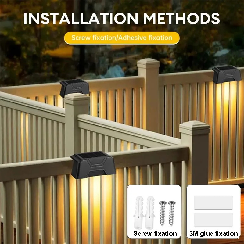 (Cool White) LED Solar Lights Outdoor IP65 Waterproof Decorative Lamp Wall Stairs Atmosphere Light for Fence Garden Decor