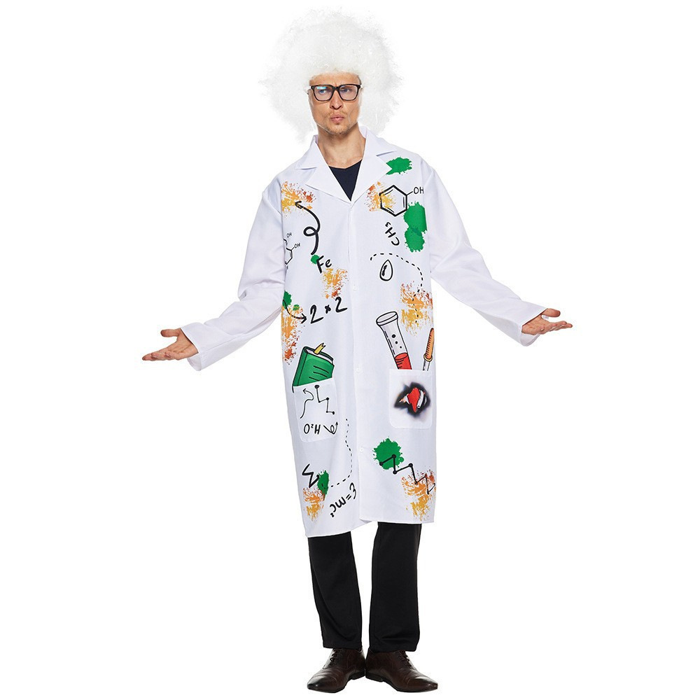 (120CM) Kids Mad Scientist Costume Lab Coat Set for Halloween Kindergarten Party Stage Performance Roleplay