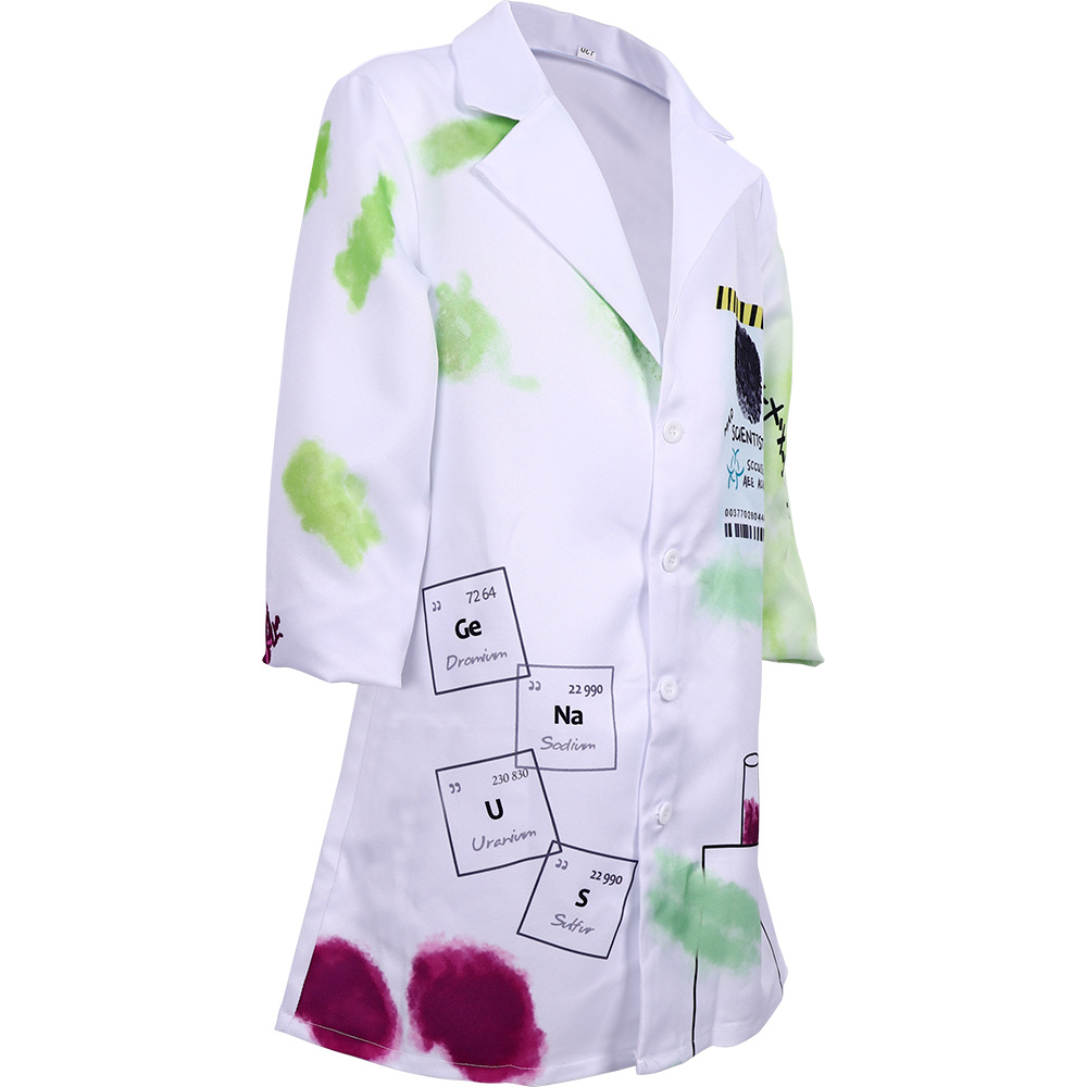 (120CM) Kids Mad Scientist Costume Lab Coat Set for Halloween Kindergarten Party Stage Performance Roleplay