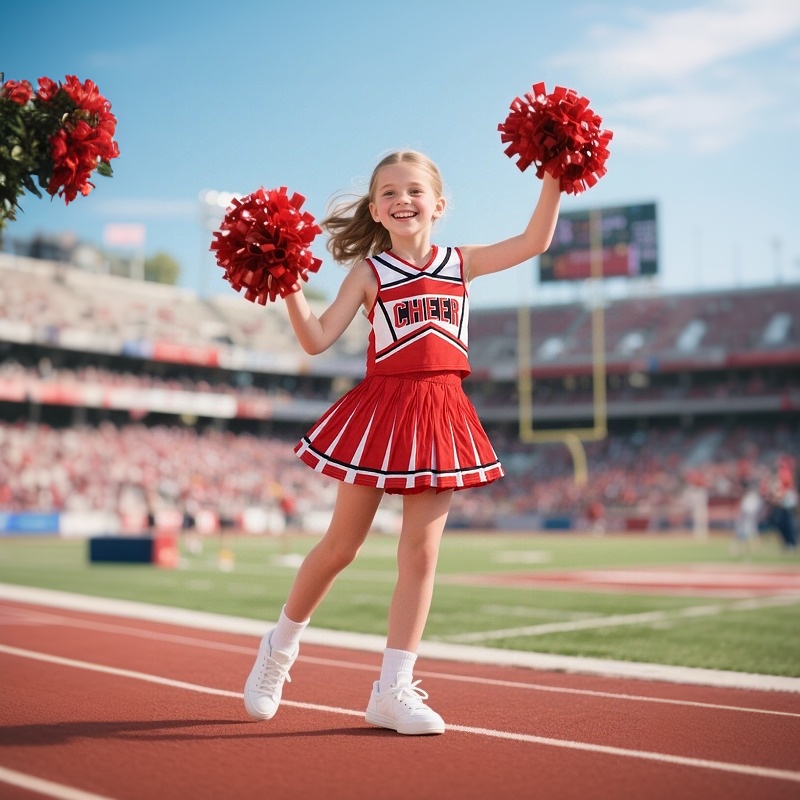 (140CM) 3-12Y Girls Tank Top Cheerleader Skirt Suit Letter Printed Slim Dresses Fancy Sportswear Holiday Cosplay Groupway Suit Red White