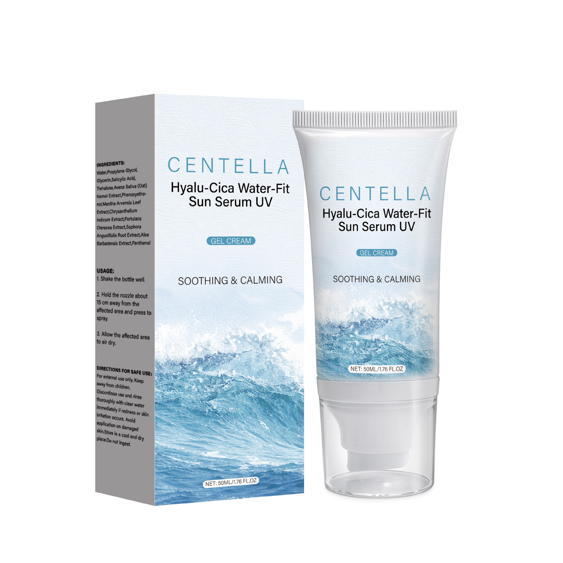 Hyaluronic Acid Cica Water Essence UV Shield For Hydrating Soothing And Daily Sun Protection Serum 50ml