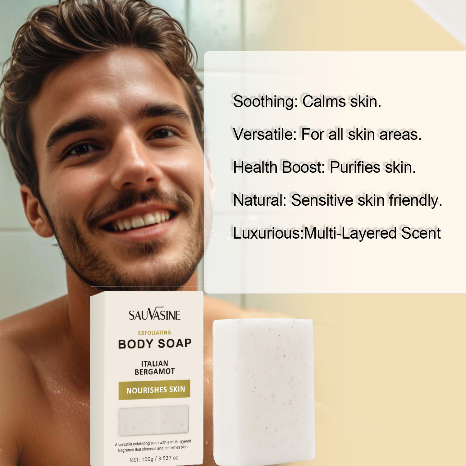 Exfoliating Body Soap Deep Cleansing Handmade Shower Bath Bar For Daily Skin Renewal And Smoothing